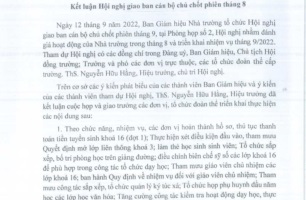 Thông báo số 384/TB-Tr.VĐ ngày 13/9/2022 của Trường Cao đẳng Việt - Đức Nghệ An về Kết luận Hội nghị Giao ban cán bộ chủ chốt phiên tháng 8 năm 2022