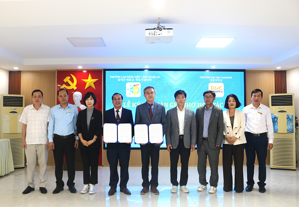 Trường Cao đẳng Việt – Đức Nghệ An Ký kết Bản ghi nhớ hợp tác với Trường Đại học Daewon - Hàn Quốc