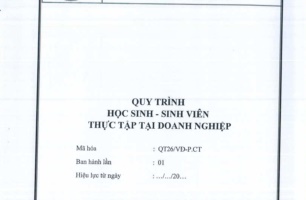 Quy trình học sinh, sinh viên thực tập tại doanh nghiệp - QT26/VĐ-P.CT