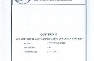 Quy trình mua sắm thiết bị, vật tư, công cụ, dụng cụ và nhập, xuất kho - QT27/VĐ-P.KHTC