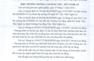 Ban hành chuẩn đầu ra các ngành nghề đào tạo trình độ Trung cấp, Cao đẳng