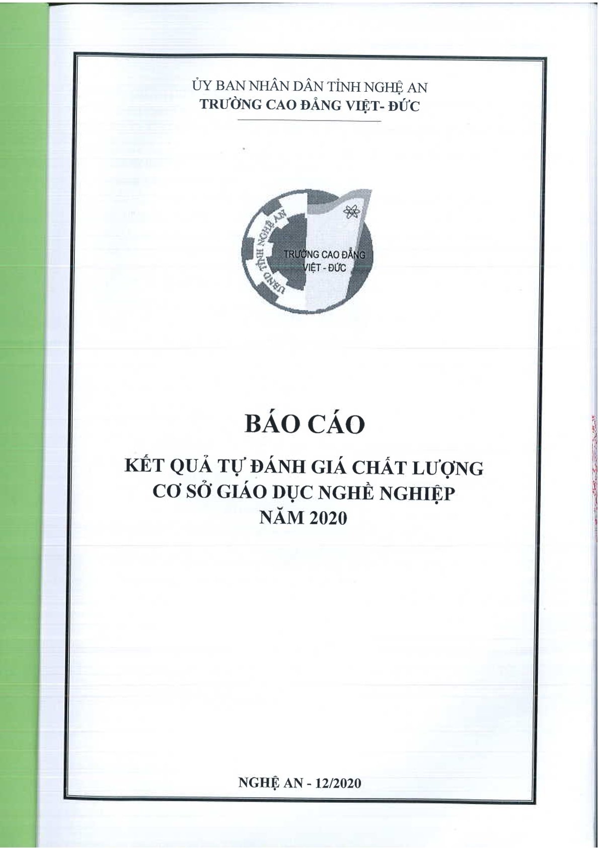 Báo cáo Kết quả tự đánh giá chất lượng Cơ sở Giáo dục nghề nghiệp năm 2020