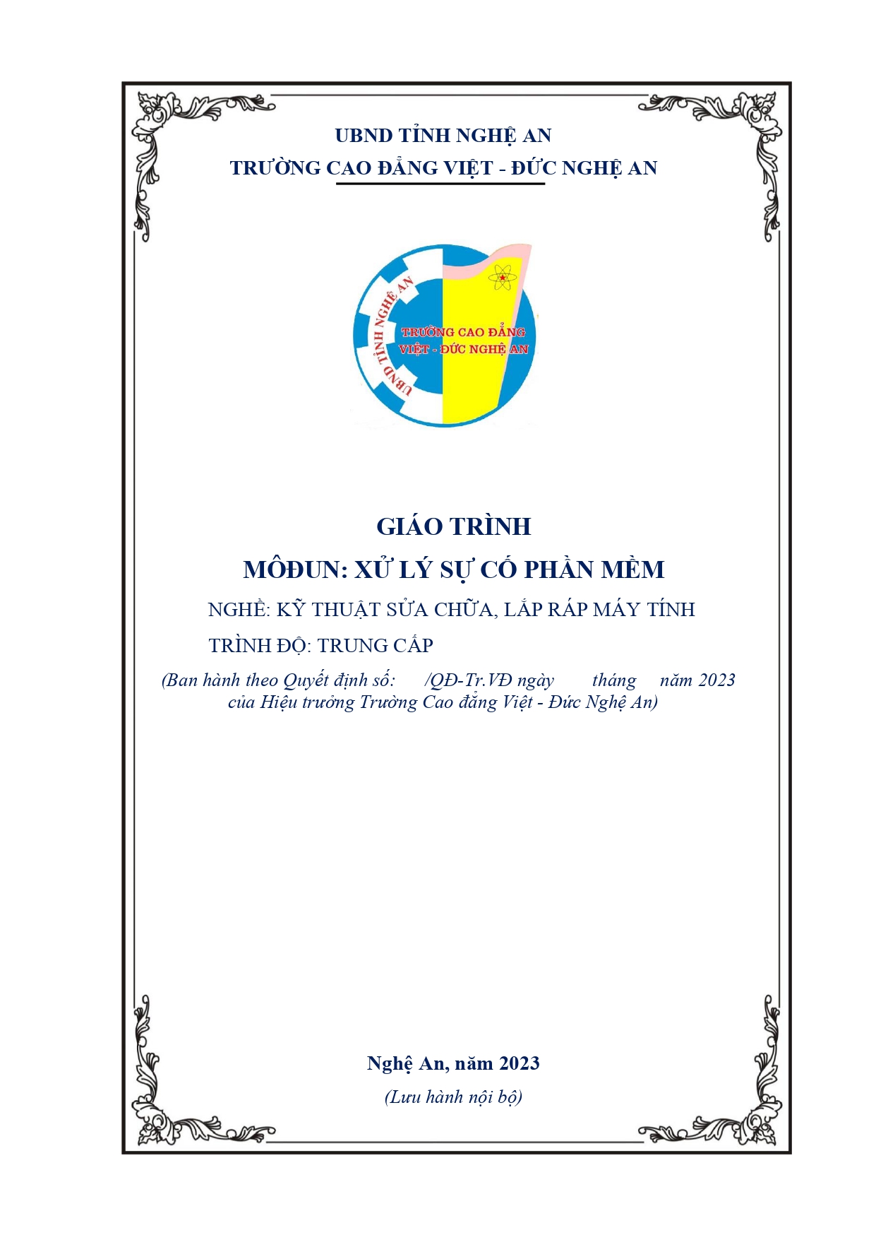 GIÁO TRÌNH XỬ LÝ SỰ CỐ PHẦN MỀM